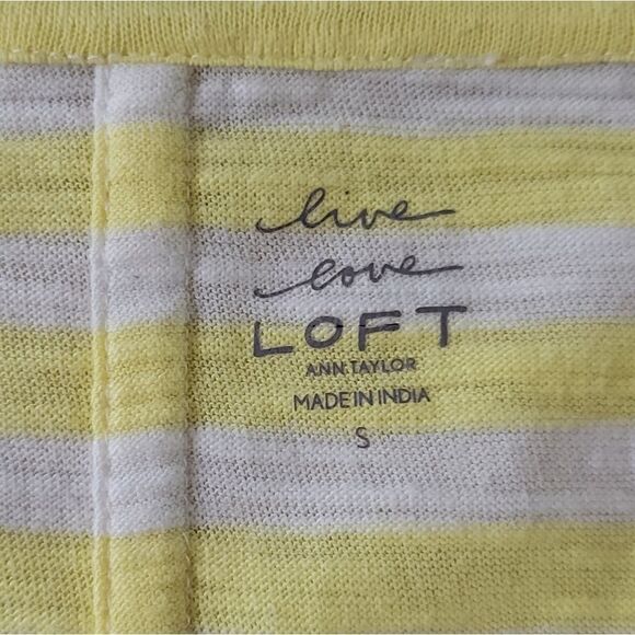 Loft Ann Taylor Yellow Stripe Cap Sleeve  Pullover Top - Picture 3 of 15